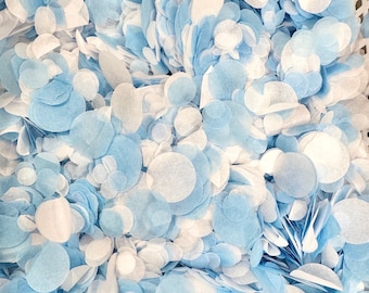 White and Blue Wedding Confetti | Pale Blue Biodegradable Paper Circle Confetti | Throwing Tissue Confetti | 20g Bag | 20 Handfuls