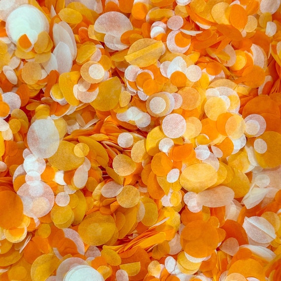 Ivory and Orange Wedding Confetti | Biodegradable Paper Circle Confetti | Throwing Tissue Confetti | 20g Bag | 20 Handfuls