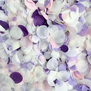 Confeti para bodas de color marfil, rosa pálido, morado y lila / Confeti circular de papel biodegradable / Confeti de papel tisú para lanzar / Bolsa de 20 g / 20 puñados
