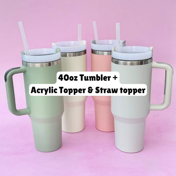 40oz Tumbler | Stainless Steel Cup | Hours Hot & Cold | FREE Straw Topper +  Acrylic Name Plate | Pink Cream Green Grey Black Lilac Mint