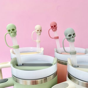 ストロータンブラー | スカルストローカバー | シリコンカップアクセサリー | タンブラーアクセサリー | ウォーターボトルドリンクトッパー | 10 mmストロートップ