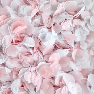 White and Pink Wedding Confetti | Pale Pink Biodegradable Paper Circle Confetti | Throwing Tissue Confetti | For 20 Guests