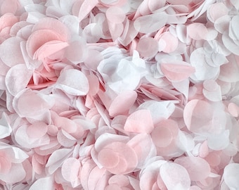 White and Pink Wedding Confetti | Pale Pink Biodegradable Paper Circle Confetti | Throwing Tissue Confetti | For 20 Guests