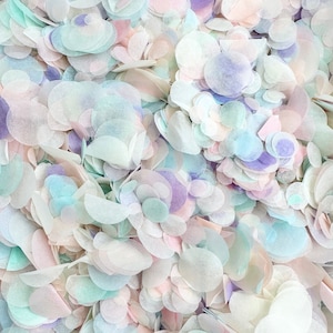 Confeti para bodas de color marfil, melocotón, lila, rosa pálido y verde menta / Confeti circular de papel biodegradable / Confeti de papel tisú para lanzar / 20 puñados