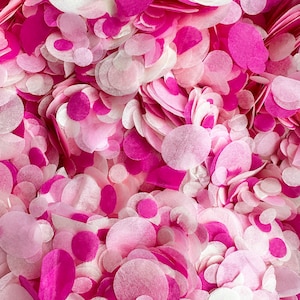 Pink, Ivory & Raspberry Wedding Confetti | Biodegradable Paper Circles | 20g Bag | 20 Handfuls | Barbie Party Table Decor