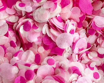 Pink, Ivory & Raspberry Wedding Confetti | Biodegradable Paper Circles | 20g Bag | 20 Handfuls | Barbie Party Table Decor