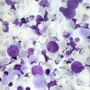Coriandoli nuziali avorio, viola e lilla / Coriandoli di carta biodegradabili / Coriandoli di fazzoletti da lancio / Sacchetto da 20 g / 20 manciate