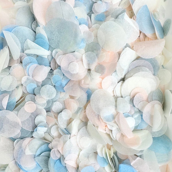 Ivory, Pale Blue & Peach Wedding Confetti | Biodegradable Paper Circle Confetti | Throwing Tissue Confetti | 20g Bag | 20 Handfuls