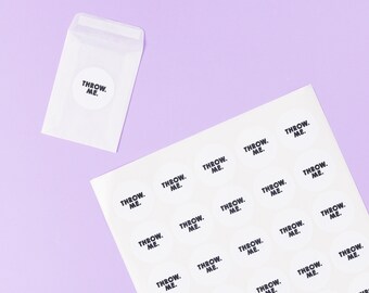 20 x Throw Me Frosted Packets + White Stickers | Glassine Confetti Bags | Biodegradable Bags | Small 9x7cm | Throw Me Confetti Glassine Bags