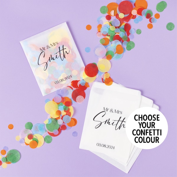 20 x Confetti Bags | Personalised Bags | Paper Circle Confetti Packets | Paper Confetti | Biodegradable Frosted Glassine | Wedding Confetti