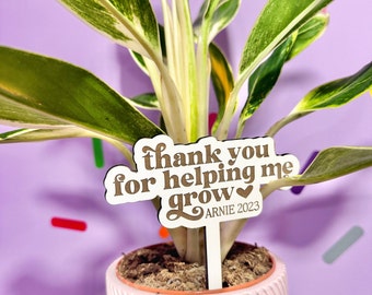 Thank You Plant Gift | Thank you Teacher Gift | Wooden Planter Sign Stake | Personalised Plant Marker