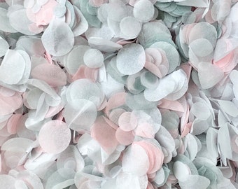 White, Pale Pink & Grey Wedding Confetti | Biodegradable Paper Circle Confetti | Throwing Tissue Confetti | 20g Bag | 20 Handfuls