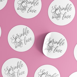 35 Sprinkle with Love Wedding Confetti Stickers | Confetti Packet Stickers | White Confetti Bag Circle Stickers