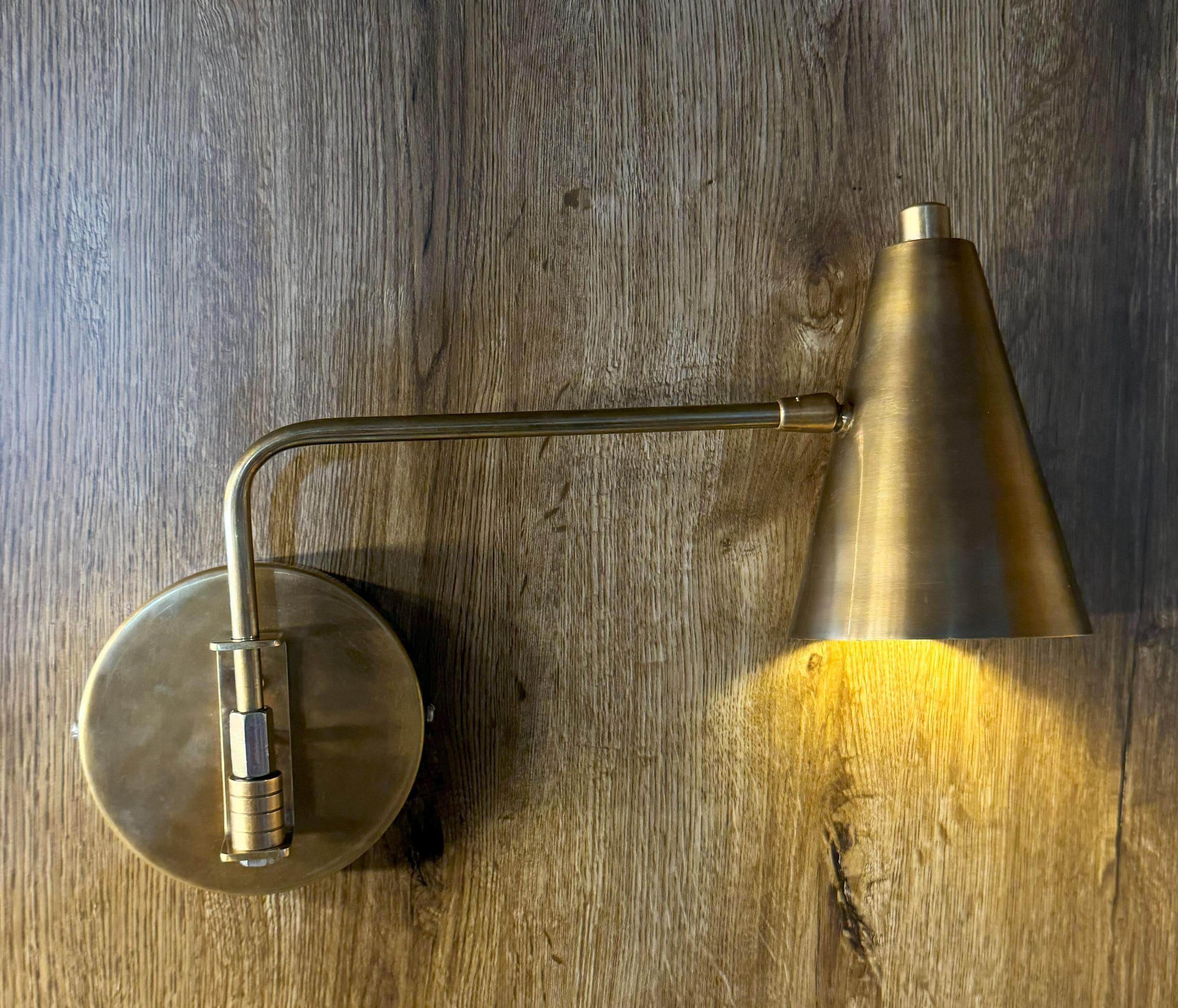Adjustable Brass Cone Wall Sconce