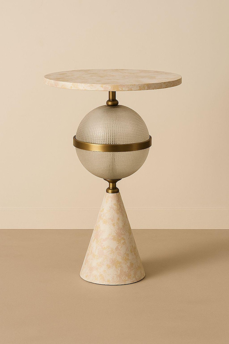 Curated visual reference: Speckled Stone Finish Modern Geometric Side Table Photo Inspiration