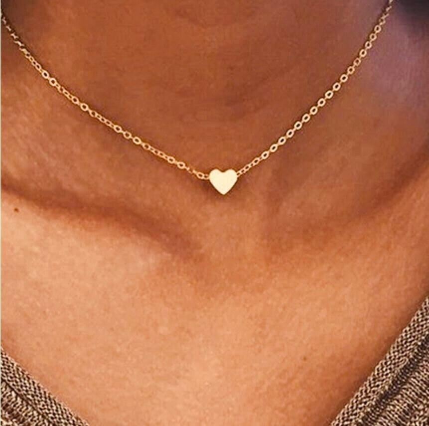 Gold Heart Choker Necklace Dainty Gold Heart Pendant Choker Etsy