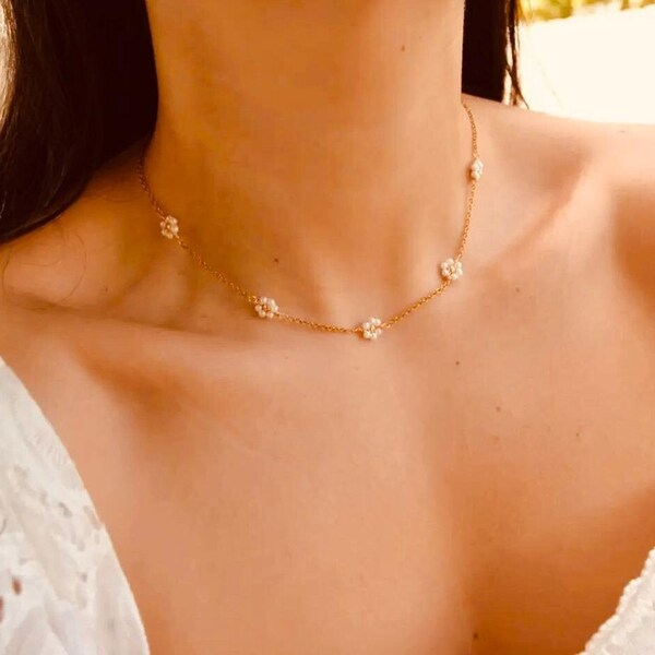 Beaded Pearl Choker Etsy