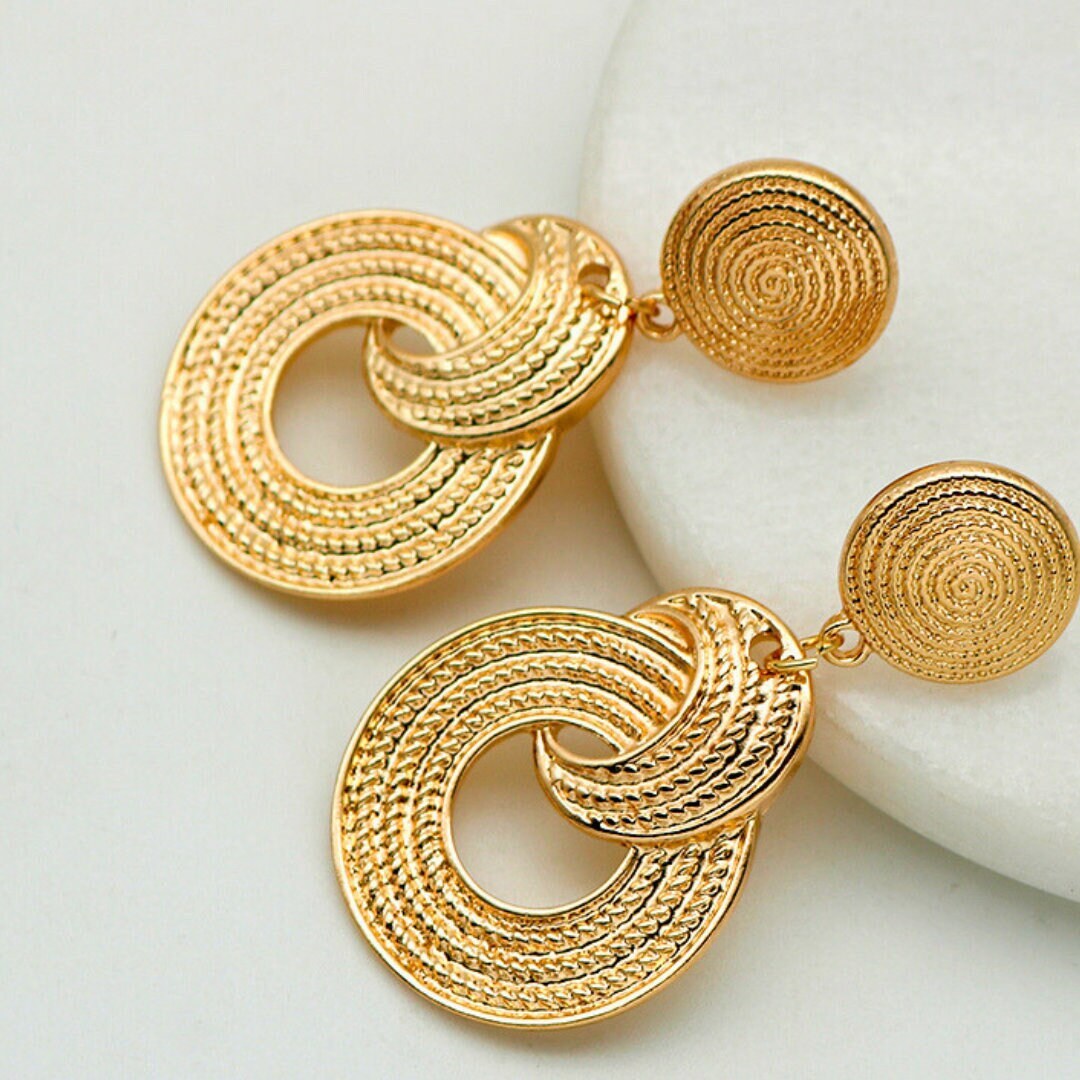 Gold Boho Earrings Gold Boho Spiral Earrings Statement Boho Earrings