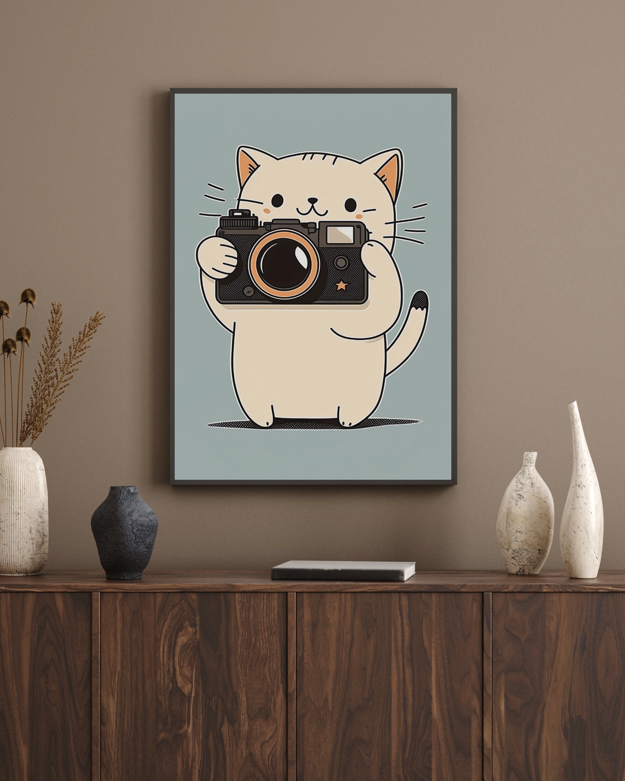 Cute Cat Photographer Digital Wall Art Easy Printable - Etsy