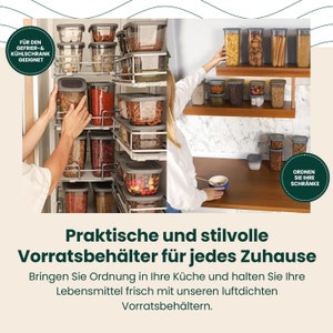 uandu Vorratsdosen mit Deckel, Aufbewahrungsbox Küche für alle Lebensmittel/Organisation, BPA frei, Küchen organizer, Grau, mit 25 Etiketten zdjęcie 5