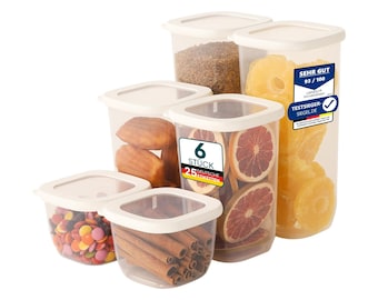 uandu storage containers with airtight lids, kitchen storage box, storage/organization, BPA free storage containers set white, with 25 labels