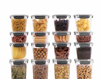 Uandu Lock & Fresh Juego de 16 recipientes de almacenamiento, recipientes de almacenamiento de alimentos con tapas para alimentos, aptos para microondas y congelador