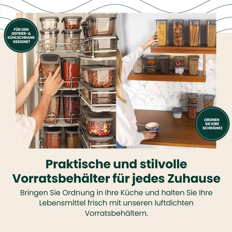 uandu 18 storage jars with lid airtight set, storage box with lid, BPA free, storage jar kitchen organizer Bild 7