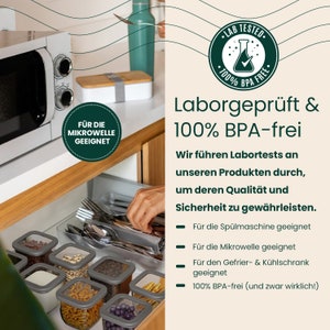 uandu Vorratsdosen mit Deckel, Aufbewahrungsbox Küche für alle Lebensmittel/Organisation, BPA frei, Küchen organizer, Grau, mit 25 Etiketten zdjęcie 3