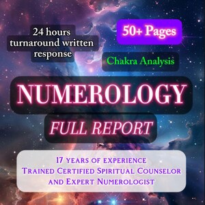 2025 Numerology Full Report,Intuitive Psychic Readings, Chakra Analysis, Future Predictions from Numbers, Best In-Depth Numerology Chart