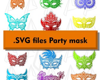 SVG files of mask, Vector files ideal for Mardi Gras and Carnival, also for Halloween. Cutting files for cricut SVG. Venetian mask SVG
