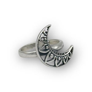 Boho ring met maansikkel | Sterlingzilveren sieraden voor vrouwen