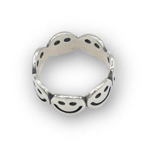 Smiley Face Silver Ring | Fun & Playful Jewelry for Everyday Wear - Etsy