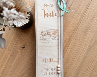 Kerzenbox Taufkerze  / Motiv Arche Noah / Aufbewahrung  / Holzkiste / Taufe / Personalisiert / Motiv Arche Noah