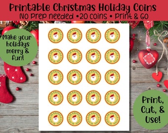 Printable Santa Gold Reward Coins | Christmas Holiday Family Fun | INSTANT DOWNLOAD