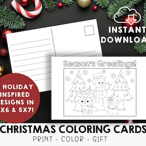 Christmas Coloring Postcards, homemade cards, DIY Christmas Cards, Christmas Classroom, kids coloring fun, Coloring Cards