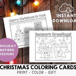 Christmas Coloring Cards, Christmas Coloring, Kids Colouring Cards, DIY Christmas Card, Christmas Classroom, kids coloring fun