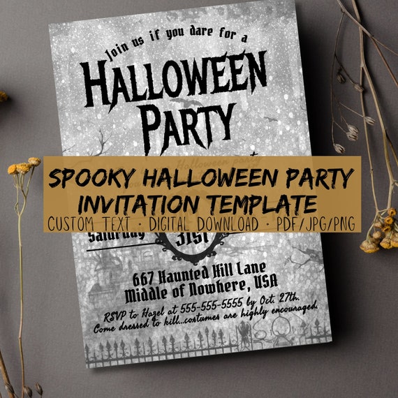 Creepy and Unique Personalized Halloween Party Invitation Template - Haunted House Design, Editable Halloween Invite for Adult Costume Party - Etsy Creepy and Unique Personalized Halloween Party Invitation Template - Haunted House Design, Editable Halloween Invite for Adult Costume Party - Etsy