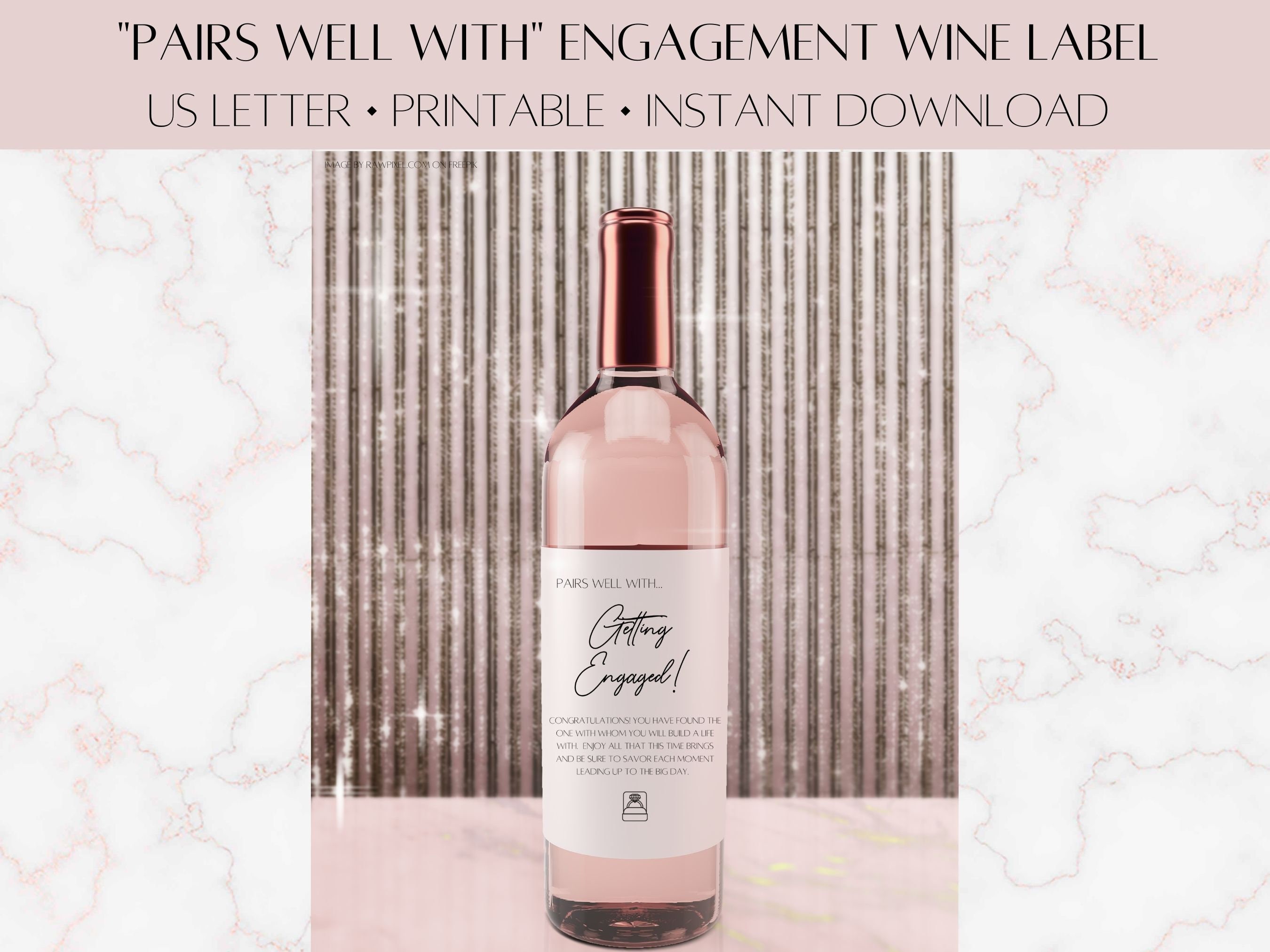 Pairs Well With: Getting Engaged Bottle Sticker Template | INSTANT ...