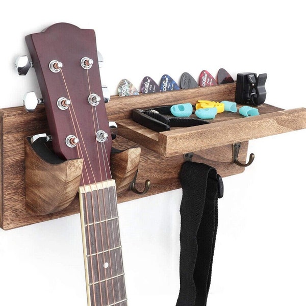 Guitar Wall Mount Hanger With 3 Metal Hook Stand