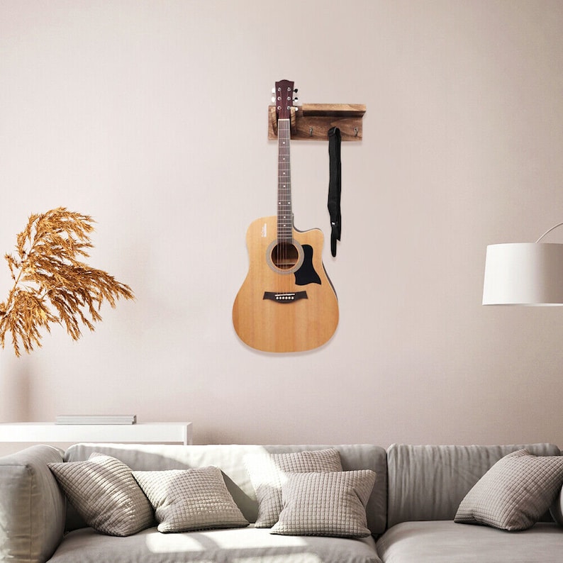 Guitar Wall Mount Hanger With 3 Metal Hook Stand image 9
