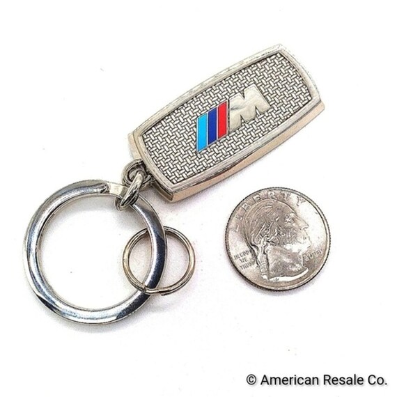 Authentic Vintage BMW M Power Logo Stainless Steel Chrome Keychain Key Fob OEM. View 4