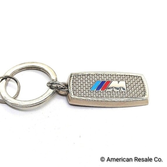 Authentic Vintage BMW M Power Logo Stainless Steel Chrome Keychain Key Fob OEM. View 2