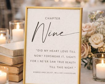 Literary Wedding Table Numbers – Custom Book Quotes (Digital Download A5/A6 Size)