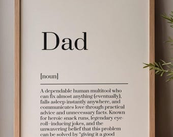 Definizione di papà - Stampa digitale divertente da parete per papà - Regalo per la festa del papà
