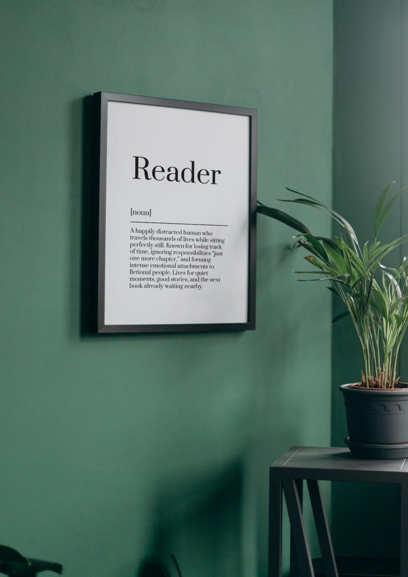 Reader Definition Reader Definition Print, Digital Download | Book Lover Gifts ...