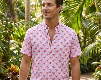 Pink Flamingo Button-Up Shirt