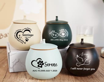 Urna personalizada para mascotas, tarro conmemorativo personalizado para mascotas, regalo conmemorativo para perros, recuerdo de cenizas para mascotas, urna para pata de gato con nombre y fecha.