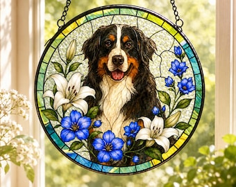 Individuell gestalteter Glas-Sonnenfänger mit Haustierporträt, personalisiertes Erinnerungsstück für Hund oder Katze nach Foto, Geschenk zur Erinnerung an Ihr Haustier