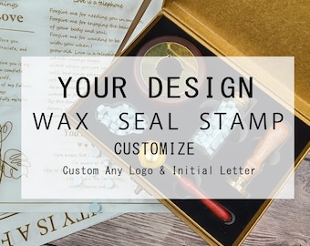 Customizable with any design! Custom wax seal kits for wedding invitations, monogram/initial wax seal kits for gift boxes