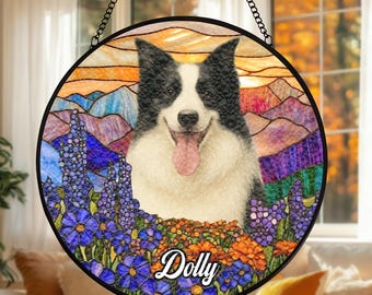 Benutzerdefinierte Hund Suncatcher Glasmalerei, benutzerdefinierte Haustier Gedenkandenken, benutzerdefinierte Haustier Foto Suncatcher, Hund Katze Verlust Geschenk, personalisierte Haustier Porträt